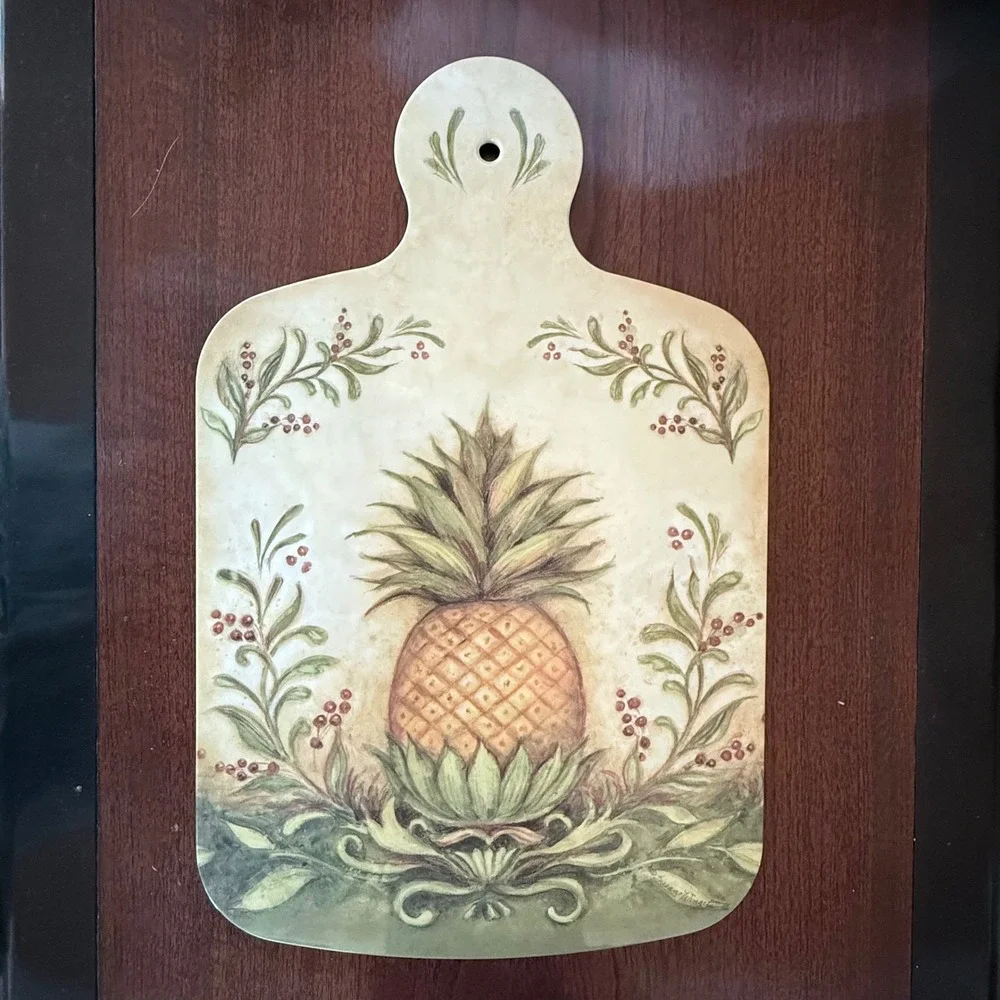 Susan Winget Pineapple Melamine Cutting Board Hospitality Farmhouse Green & Gold